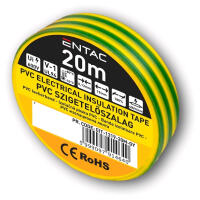 Szigetelőszalag 20mx19mm zöld/sárga ENTAC