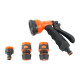 Locsolópisztoly 8 funkciós + csatlakozók szettben KENDO